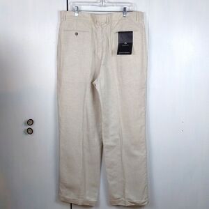 Liz Claiborne |Mens Cream LINEN Trouser Pants Neutral Preppy Luxe Sz.38x32